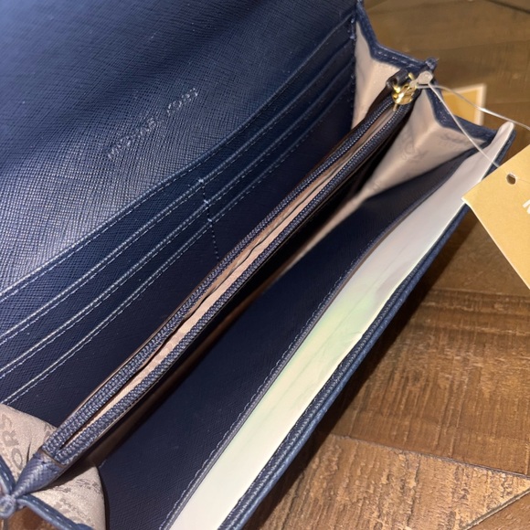 Michael Kors Dark Blue Leather Wallet with Gold Logo - Picture 6 of 6